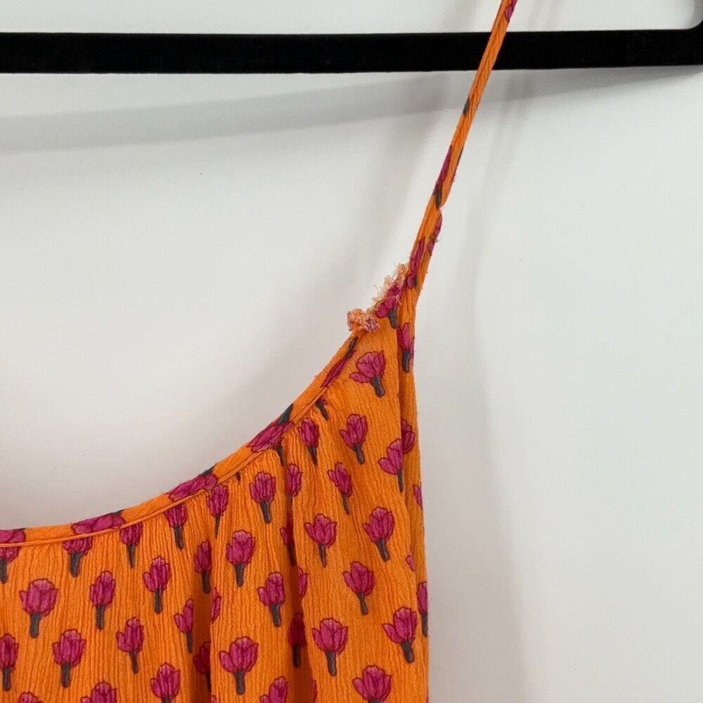 Corey Lynn Calter Orange Pink Floral Ruffle Tiered Jezabel Tank Maxi Dress Small - Picture 2 of 5